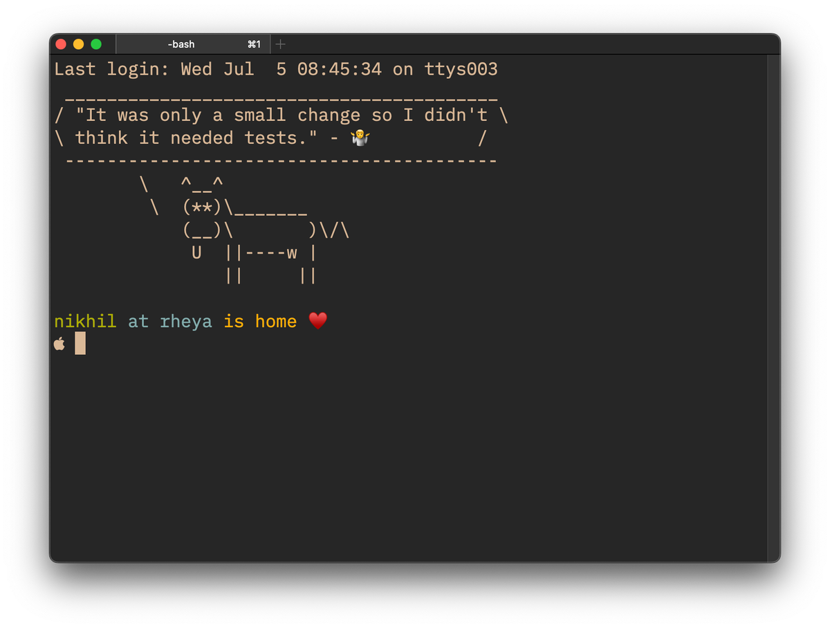 Example of cowsay in action