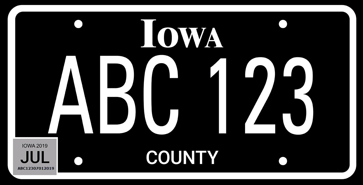 Iowa blackout plates
