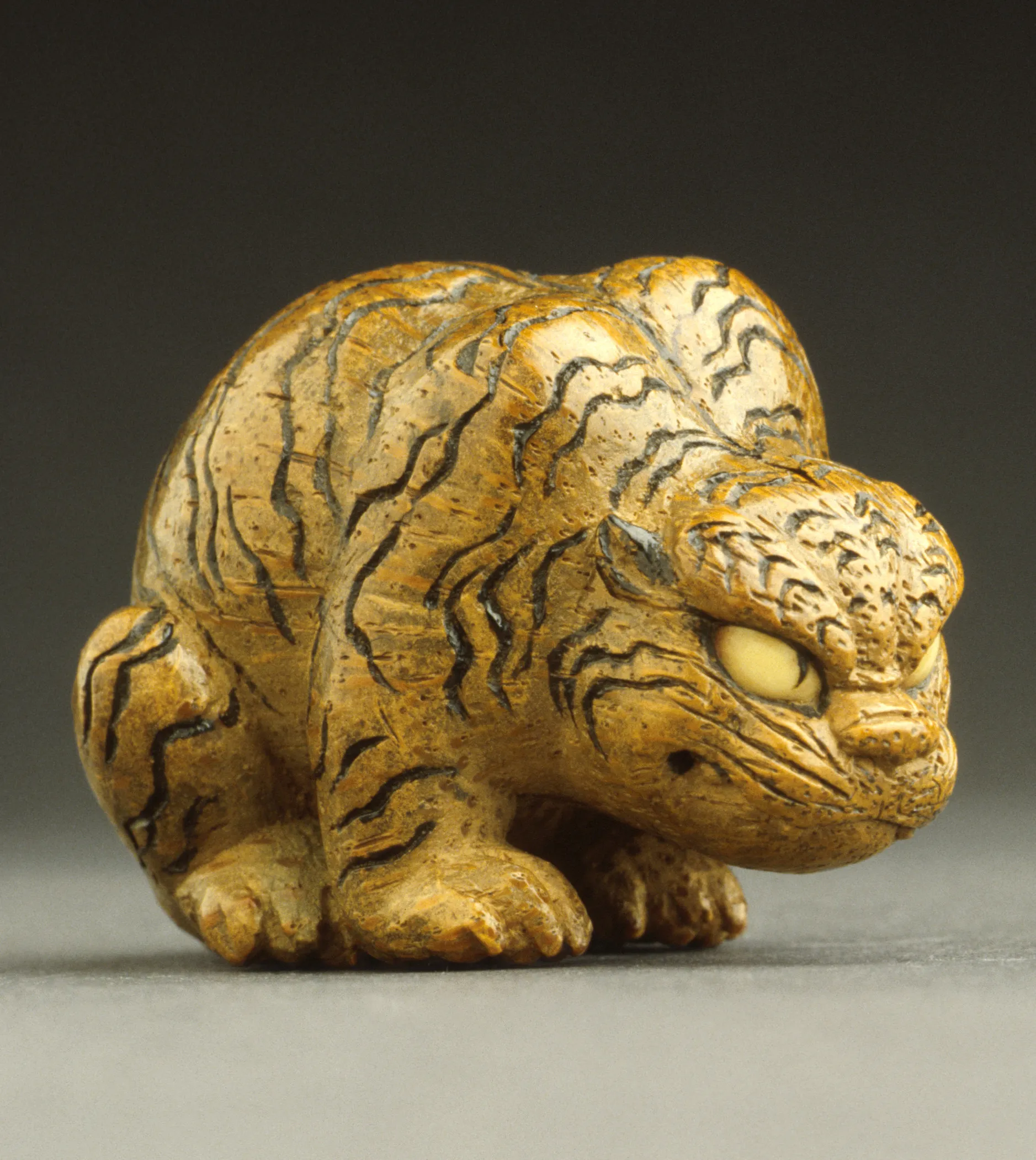 Japanese crouching tiger netsuke from the 19th century