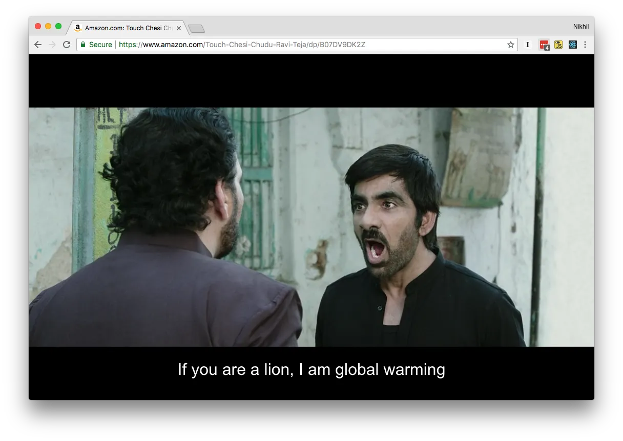 The synopsis: The protagonist says If you're a Lion, I am Global Warming