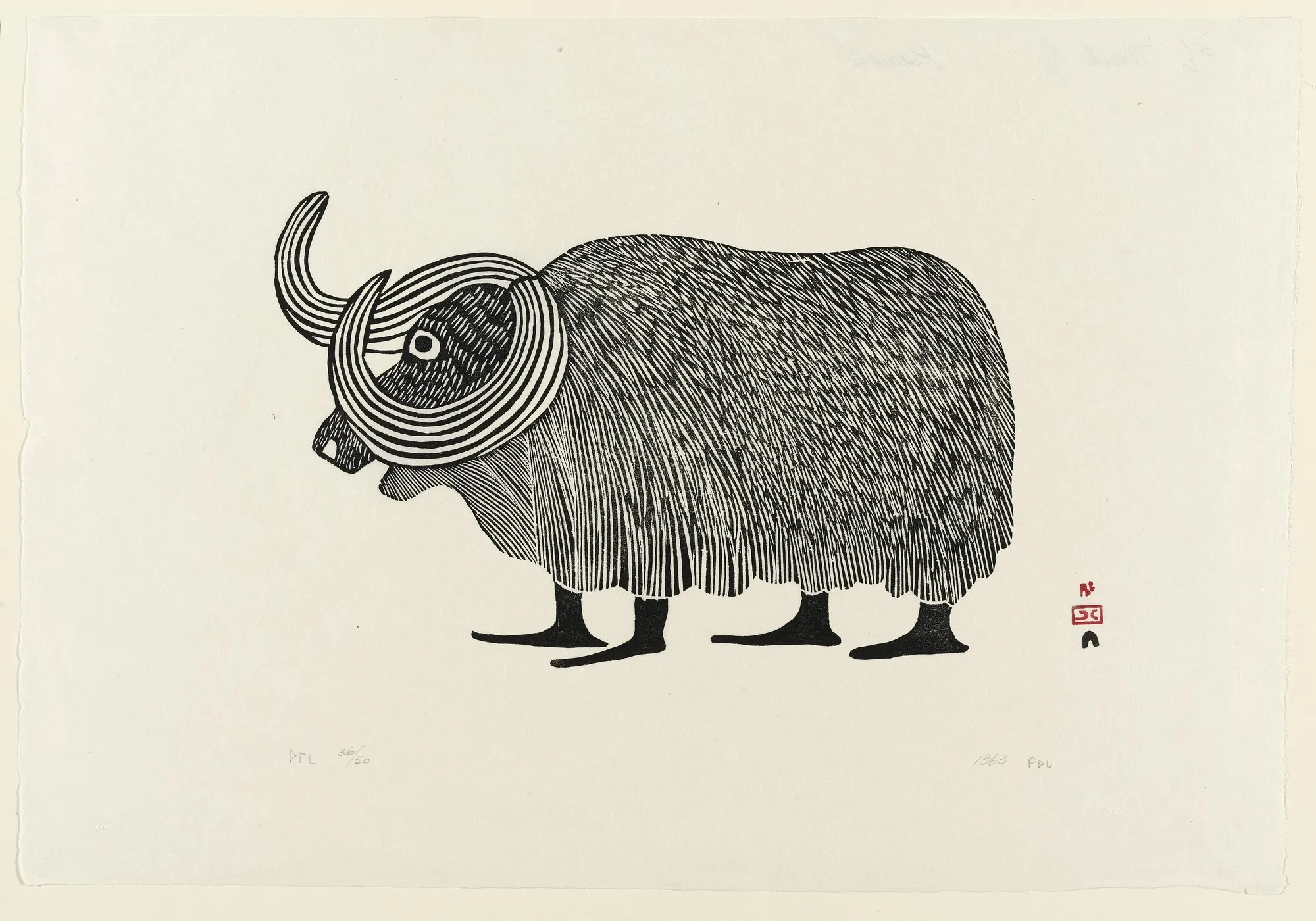 Kiawak Ashoona, Musk Ox, 1963